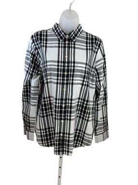 J.Crew Black & White Bold Oversized Plaid Long Sleeve Button Down Size Large